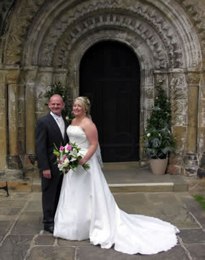 Katie and Mathew leave the church as Mr and Mrs