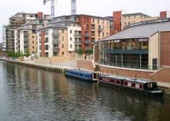 Moored at Tony and Paul's apartment, River Aire through Leeds