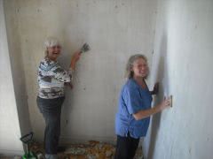 Rosey and I working on wall's in back bedroom