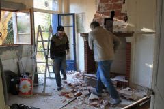 David and John work well together removing Kitchen chimney