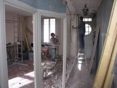 Hall wall comes down, John tackles electrics down stairs
