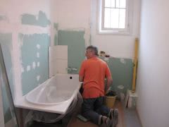 John starts tiling 2nd bathroom