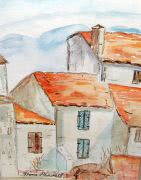 House's along canal Water colour