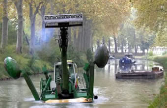 canal dredger in action