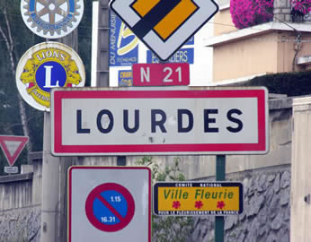 Lourdes road sign