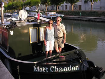 john and cheryl on moet-chandon in moissac port