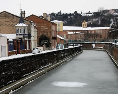 the canal outside our house was frozen